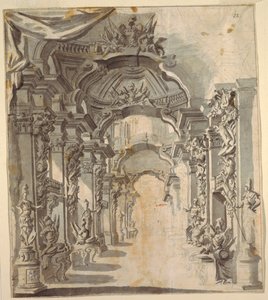 Rijkelijk Versierde Galerie (met trofeeën op sokkels) door Unknown artist