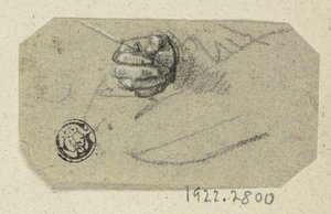 Rechterhand houdt tekengereedschap vast door Unknown artist