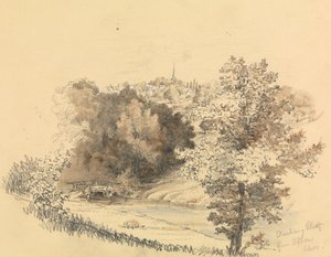 Rivierlandschap met Stad in de Verte door Unknown artist