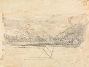 Landelijk landschap met bergen in de verte door Unknown artist