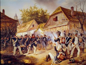 De overgave van de troepen van Vandamme bij de Slag om Kulm op 30/08/1813 door Unknown artist