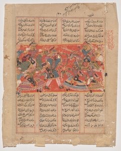 Rustam richt op Ashkabus, uit een Shah-nama (Boek der Koningen) door Unknown artist