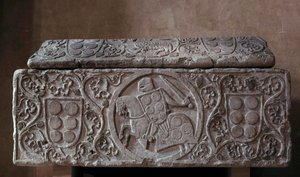 Sarcophagus van de ridder van de paleisfamilie (waarschijnlijk Hugh van het paleis) 1292. Toulouse, Kerk van Jacobins