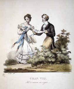 Scène van hoffelijke liefde tussen twee jonge mannen. ca. 1820 door Unknown artist