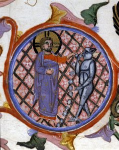 Scène van exorcisme. Miniatuur uit de 14e eeuw. Biblioteca Nazionale Braidense. Milaan door Unknown artist