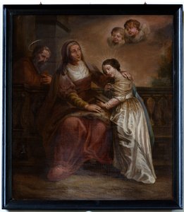 Schilderij, "Maria en haar ouders" door Unknown artist