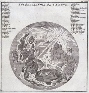 Selenografie van de Maan - in "Historische Reis door Zuid-Amerika in opdracht van de Koning van Spanje door Don George Juan en Don Antoine de Ulloa", T.2, bij C.A. Jombert, Librairie du Roi, Parijs door Unknown artist