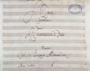 Bladmuziekpagina voor De kroning van Darius door Giuseppe Aldrovandini door Unknown artist