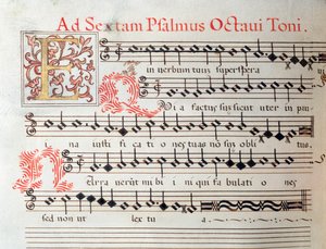 Bladmuziekpagina van een heilig werk door Giovanni Giacomo Gastoldi