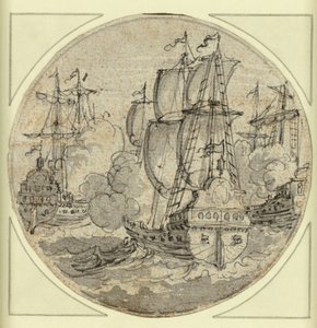 Schip aan het zeilen door Unknown artist