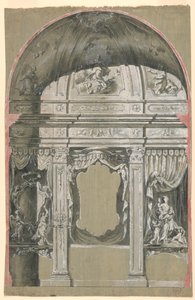 Zijkapel, met figuren van Liefdadigheid, de Maagd en Heiligen door Unknown artist
