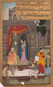 Simeon Knielt voor Maria en Jezus na hen te hebben Herkend, uit een Spiegel van Heiligheid (Mir’at al-quds) van Vader Jerome Xavier