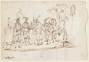 Schets: Een oosters bezoek door Unknown artist