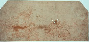 Schets voor het Laatste Oordeel (recto); Hoofdstudie (verso) door Unknown artist