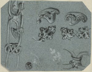 Schetsen van decoratieve architecturale details door Unknown artist
