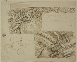 Schetsen van verschillende objecten, inclusief anker door Unknown artist