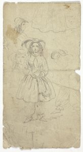Schetsen van jong meisje (recto); Schetsen van banjospeler (verso)