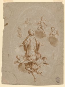 St. Aloysius Gonzaga wordt ontvangen in de Hemel door het Christuskind