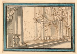 Toneelontwerp: Atrium van een villa door Unknown artist