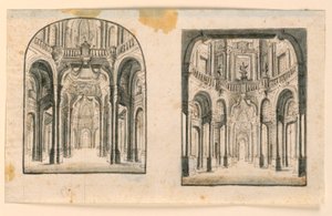Toneelontwerp: Interieur van paleiszalen door Unknown artist