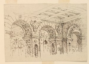 Toneelontwerp, paleisinterieur door Unknown artist
