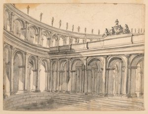 Toneelontwerp van een atrium door Unknown artist