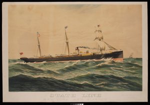 State Line New York en Glasgow, Austin Baldwin & Co General Agents New York door Unknown artist