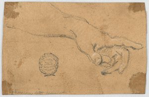 Studie: Een uitgestrekte linkeronderarm en hand door Unknown artist