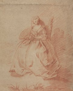 Studie van een Zittende Vrouw met een Waaier door Unknown artist