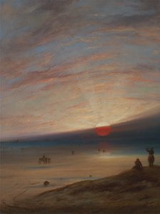 Zonsondergang op het strand van Sark door Unknown artist