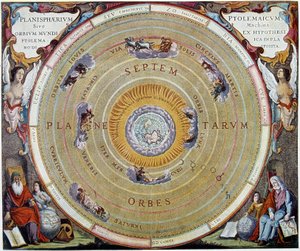 Systeem van de wereld van Ptolemaeus - uit "Harmonia Macrocosmica" door André Cellarius door Unknown artist