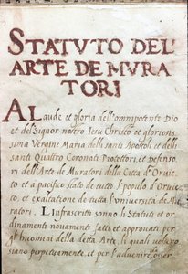 Tafel van de corporaties, status van metselaars van de stad Orvieto, Italië door Unknown artist