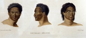 Tatoeages door een inboorling van Nieuw-Zeeland