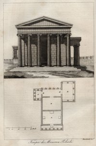 Tempel van Athena Polias - Akropolis Athene - (Oude Tempel van Athena) - gravure uit 