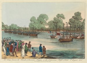 De actie tussen de Britse en Amerikaanse fregatten op de Serpentine, Hyde Park 1 augustus 1814