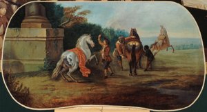 Het baden van de paarden, tussen 1701 en 1800 (olieverf op doek) door Unknown artist