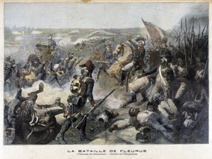 De Slag bij Fleurus (België 1794) volgens het schilderij van Mauzaisse (Musée de Versailles). Illustratie van de "Petit Journal" van 1892.