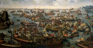 De Slag bij Lepanto, 7 oktober 1571, eind 16e eeuw