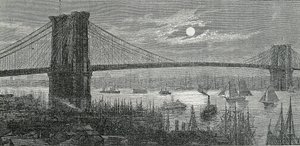 De Brooklyn Bridge, New York door Unknown artist