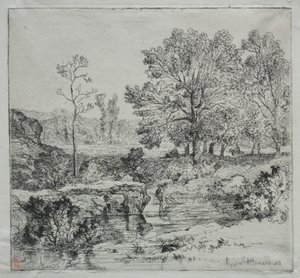 De rand van het bos. De garnalenvisser door Unknown artist