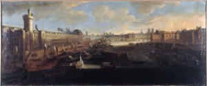 De Grote Galerie van het Louvre, met de Porte Neuve, de Pont-Neuf, de Citadel, het Collège des Quatre-Nations in aanbouw en de Quai Malaquais, circa 1665, op de Seine de koninklijke galei, huidige 1e en 6e arrondissementen, tussen 1660 en door Unknown artist