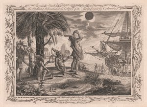 De Indianen verbaasd over de maansverduistering voorspeld door Columbus