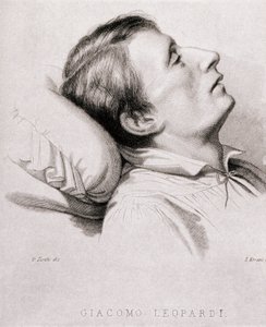 De Italiaanse dichter Giacomo Leopardi op zijn sterfbed