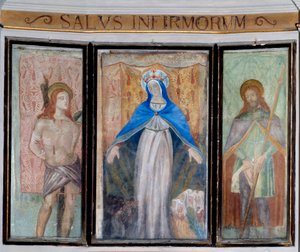 De Madonna, Sint Sebastiaan en Sint Rochus door Unknown artist