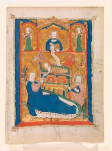 De geboorte met God de Vader, Jozef en engelen door Unknown artist