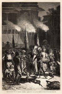 De Pantchami naga, of slangenfeest, in Bombay, om bescherming te verzekeren tegen hun dodelijke beten, lange processies van vrouwen doorkruisen de straten naar de buitenwijken van de tempels, waar ze offers van rijst en suiker zullen vinden voor de god Kri door Unknown artist