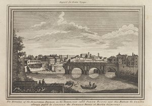 De overblijfselen van de Senatoriale Brug over de Tiber; nu Ponte Rotto genoemd, over deze brug passeerde de Senaat altijd om de Sybillijnse boeken te raadplegen bij Monte Gianiculo door Unknown artist