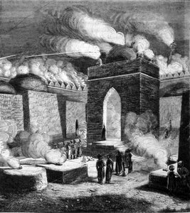 De Tempel van Vuur van Atesh - gah in Bakoe, Azerbeidzjan (19e-eeuwse gravure)