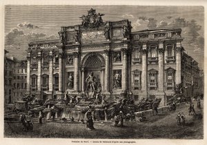 De Trevi-fontein in Rome, voltooid in 1762, is een voorbeeld van de voortzetting van de barokstijl in de 18e eeuw in Italië, gebaseerd op Palazzo Poli, dit monumentale werk in de vorm van een triomfboog verplettert het kleine plein waarop het zich bevindt