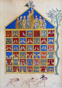 De duif met een olijftak voegt zich bij de Ark van Noach - naar miniatuur door Unknown artist